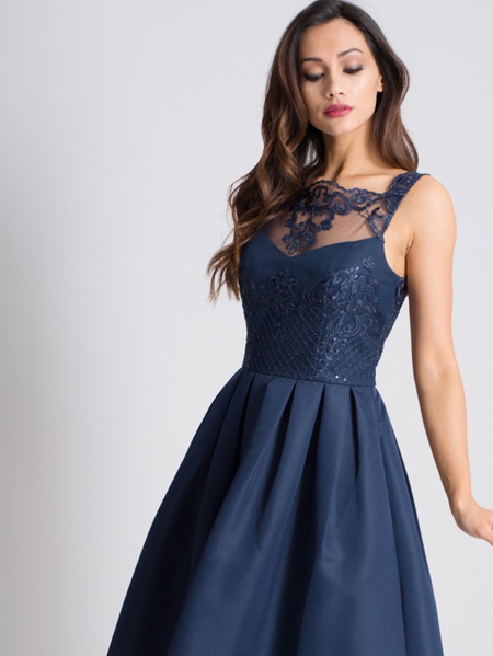 -678411511-2 پیراهن قیطان دوزی سرمه ای - تصویر 1